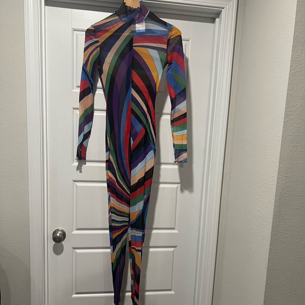 Emilio Pucci Vibrant Multicolor Printed High-Neck Jumpsuit - Picture 4 of 12